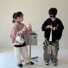 童外套2025秋季男童女童韩版字母休闲棒球服儿童宽松拉链衫末小蒙