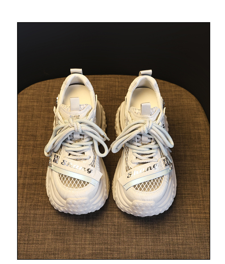 Giày sneaker nữ đế dày tăng chiều cao lưới thoáng khí phong cách thể thao — xám xanh chi tiết 19
