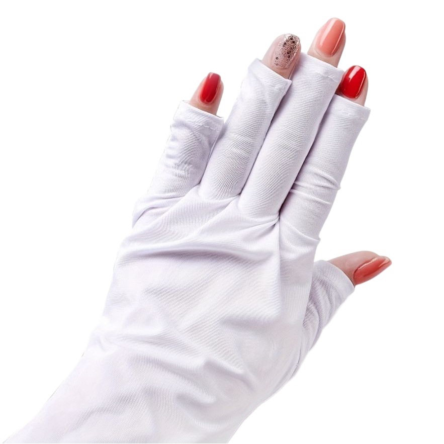 Guantes de uñas para evitar que la máquina de fototerapia se hornee, protector solar negro, anti-ultravioleta, anti-iluminación, bloqueo negro, medio dedo