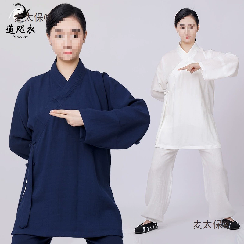 Летняя даосская одежда Wudang для женщин, даосский костюм для мужчин, даосский воротник, даосский халат с трехпрозрачным воротником, элегантная тренировочная одежда, медитация, Jumaitaibo