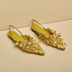 設計款2024夏季新款女鞋女名媛御姐法式尖頭性感後空包頭涼鞋