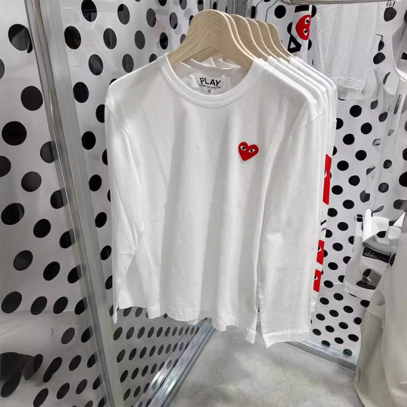 川久遊び 無地 ラブハート モザイク ラブ刺繍 男女兼用 長袖 Tシャツ 万能|undefined