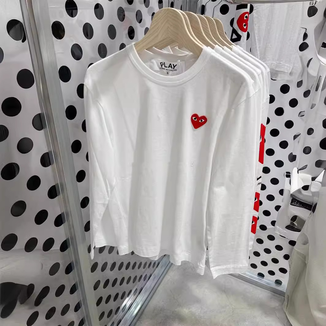 川久遊び 無地 ラブハート モザイク ラブ刺繍 男女兼用 長袖 Tシャツ 万能