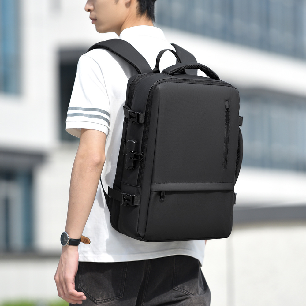 Mochila de hombro simple de color sólido 2025, bolsa de negocios expandible de gran capacidad, bolsa de viaje de viaje casual