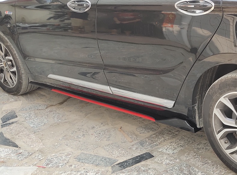 Car Modification Side Skirt Trim Two-Section Blade-Style Body Anti-Collision Side Skirts Door Edge Strips Full Surround Small Surround Carbon Pattern