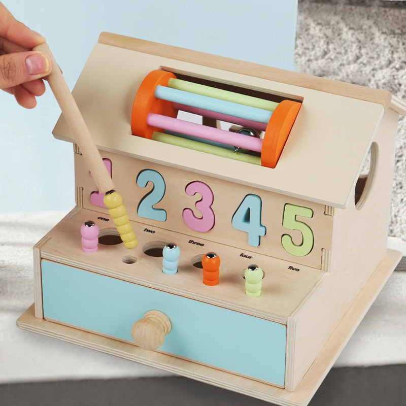 Forma multifuncional de madera casa de inteligencia digital para niños inteligencia mano ojo coordinación cognitiva educación temprana puzzle juguete de construcción de bloques