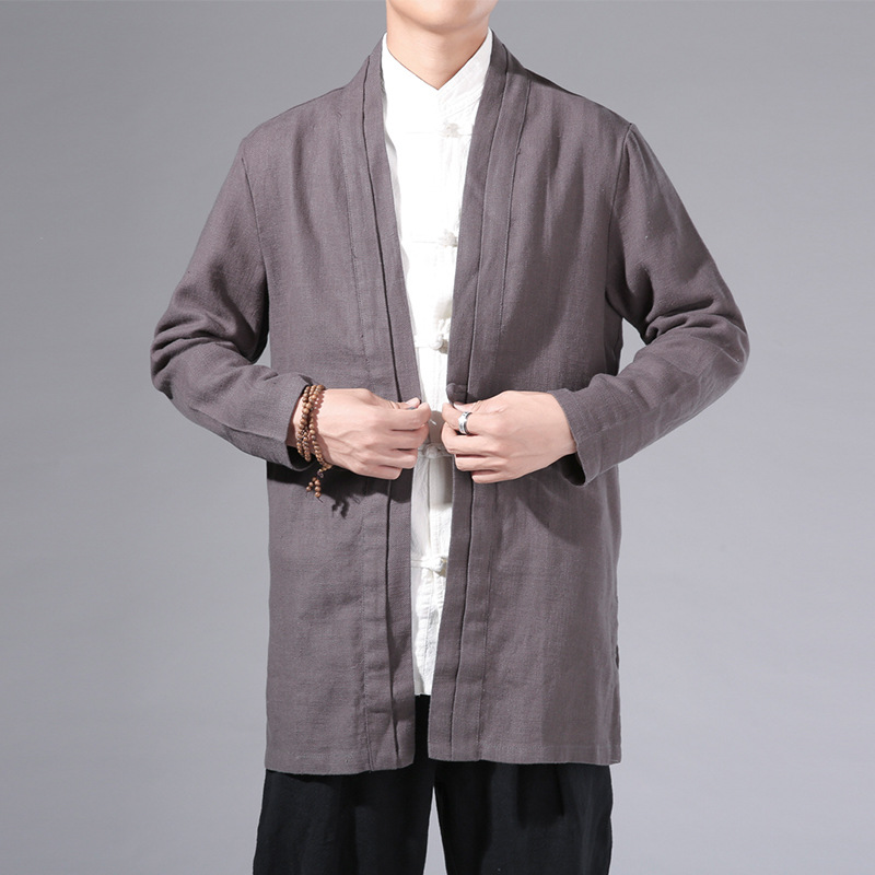 2021 otoño nuevo abrigo de hombre de estilo chino mejorado abrigo de estilo chino casual de longitud media gabardina de hombre al por mayor
