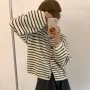 条纹圆领宽松显瘦针织衫