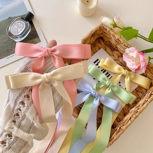 Charming Sweet Summer Ribbon Bow Ribbon Hair Clip 2025 New Style Rear Head Spring Clip Hair Pin Accessory