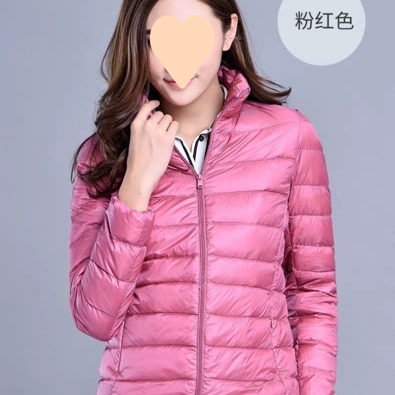 여성용 스탠드 칼라 가죽 파우더