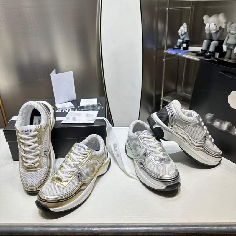 Putian cross-border Chanel-style 24 Silver Horn King couple's leather mesh breathable casual sports shoes, Putian shoes Putian cross-border Chanel-style 24 Silver Horn King couple's leather mesh breathable casual sports shoes, Putian shoes