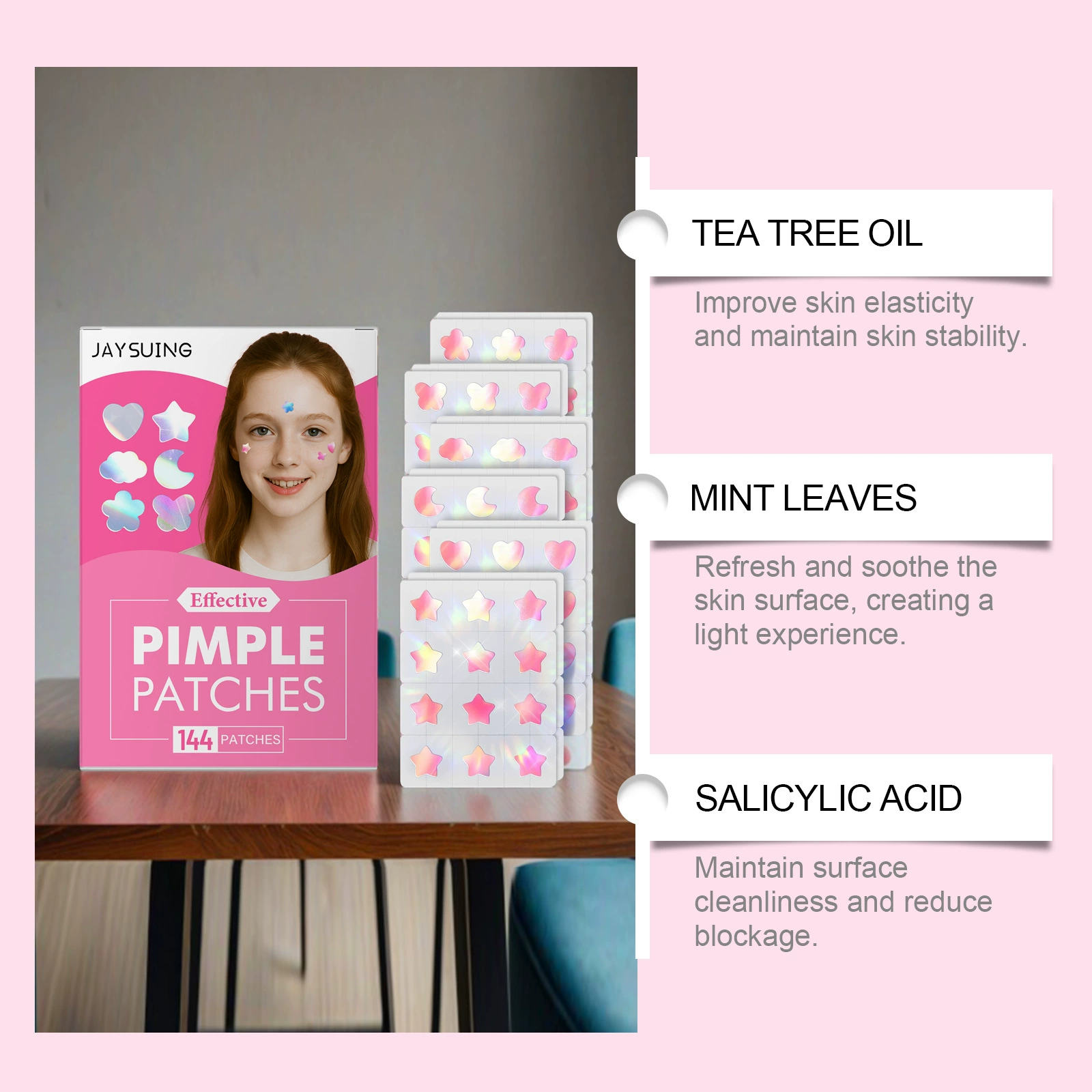 JAYSUING Fuchsia soft medical acne patch for face