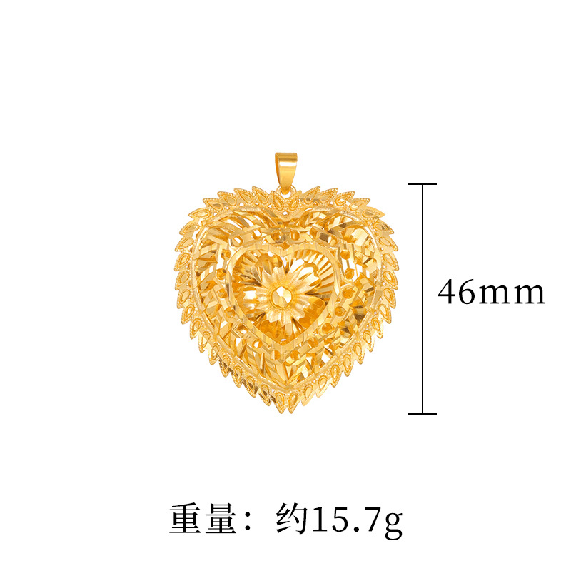 Nuevo melocotón corazón hueco flor COLLAR COLGANTE imitación de oro romántico en forma de corazón colgante de las mujeres de arena accesorios de oro retro todo partido