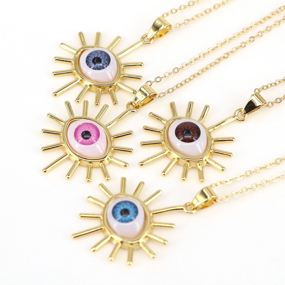 New Evil Eye Pendant Necklace Copper Drip Oil Eye Necklace Jewelry display picture 2