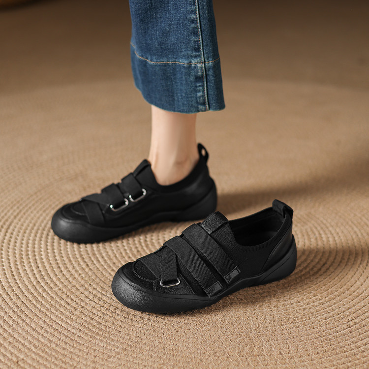 Giày sneaker nữ chunky đế dày da dê phối màu cao cấp — màu đen, màu trắng ngà chi tiết 73