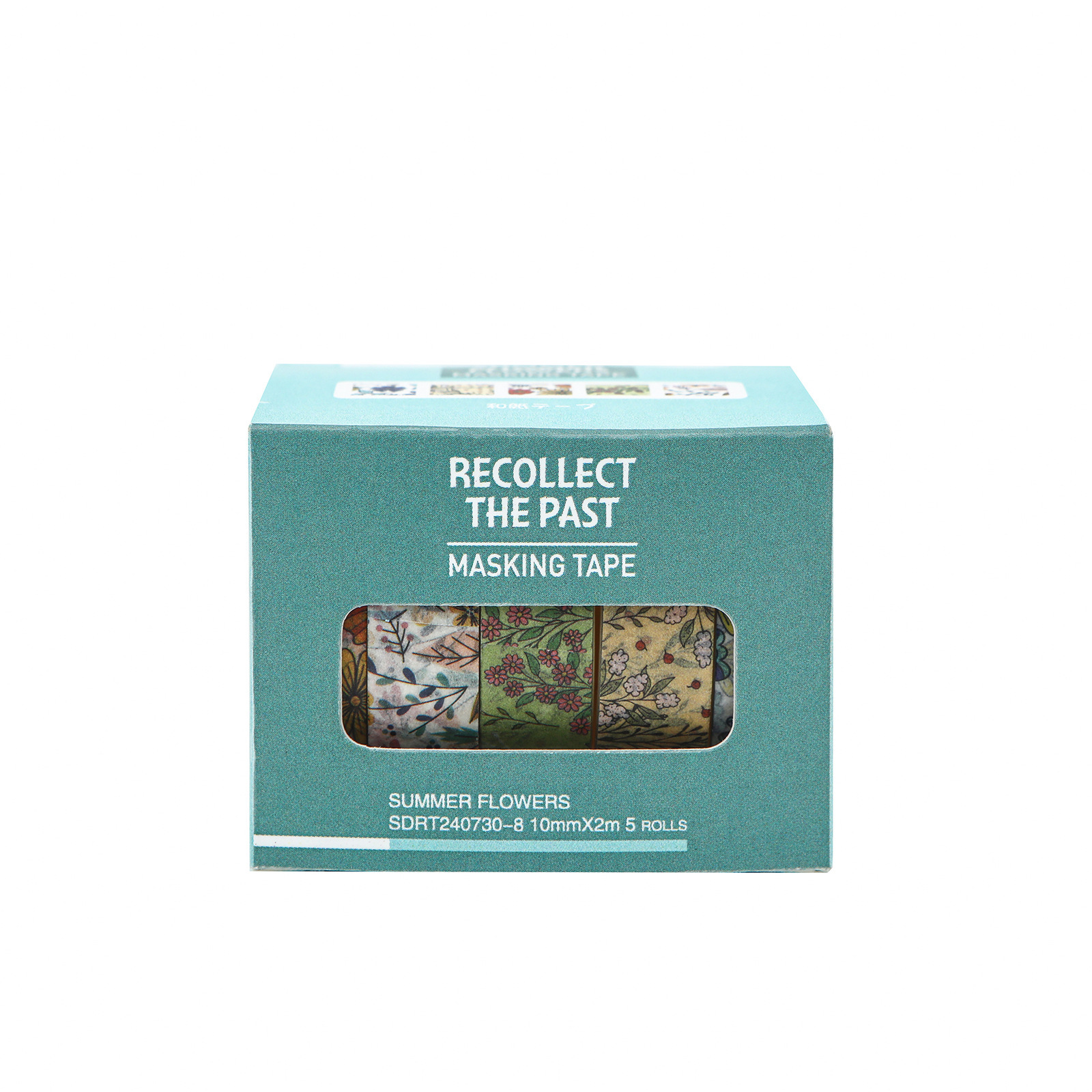 5 envueltos en la serie de flores de verano y cinta adhesiva de papel conjunto de base retro cinta adhesiva mano tela