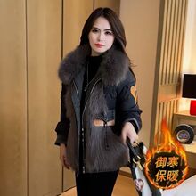 2025冬季毛领皮草拼接牛仔羽绒服新款保暖洋气时尚派克服外套女