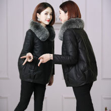 皮衣女短款外套海宁皮草可拆卸防狐狸毛领加棉加厚羽绒棉服皮棉袄