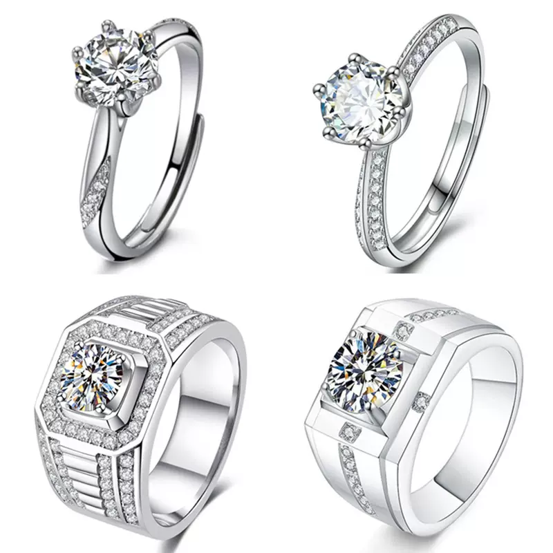 小红书仿莫桑石八心八箭戒指女一克拉简约六爪婚戒抖音直播货源