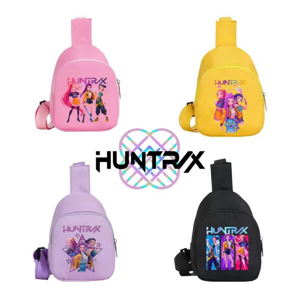 Cross-Border New Style Demon Hunter Girls Group Anime Cartoon Cute Printed Crossbody Bag for Children, Men and Women, Casual Versatile Canvas Bag