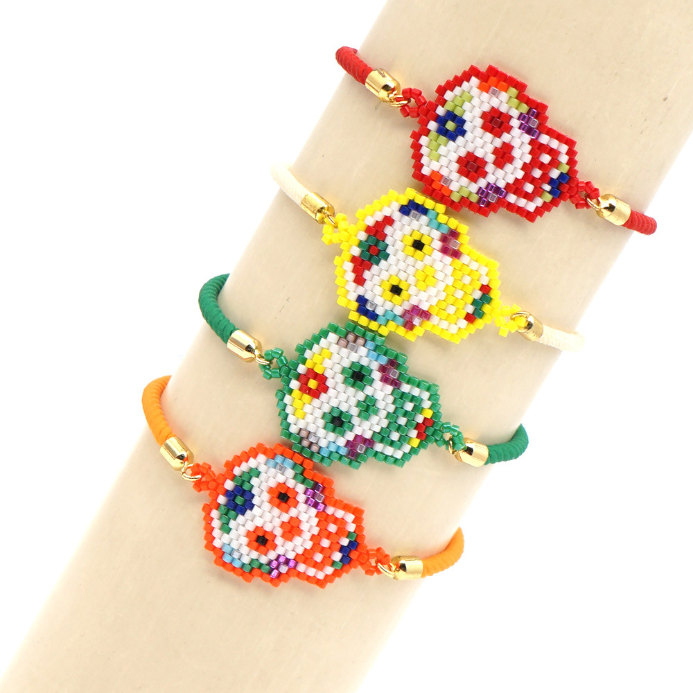 Halloween Ethnic Colored Skull Head Miyuki Bead Woven Bracelet Wholesale Nihaojewelry display picture 1