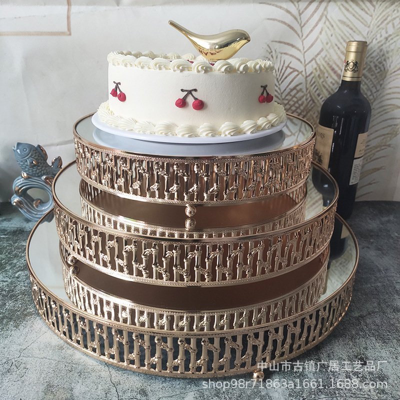 European Style Creative Golden Hollow Cake Rack Wedding Props Dessert Table Ornaments Dessert Shop Dessert Cake Rack Combination