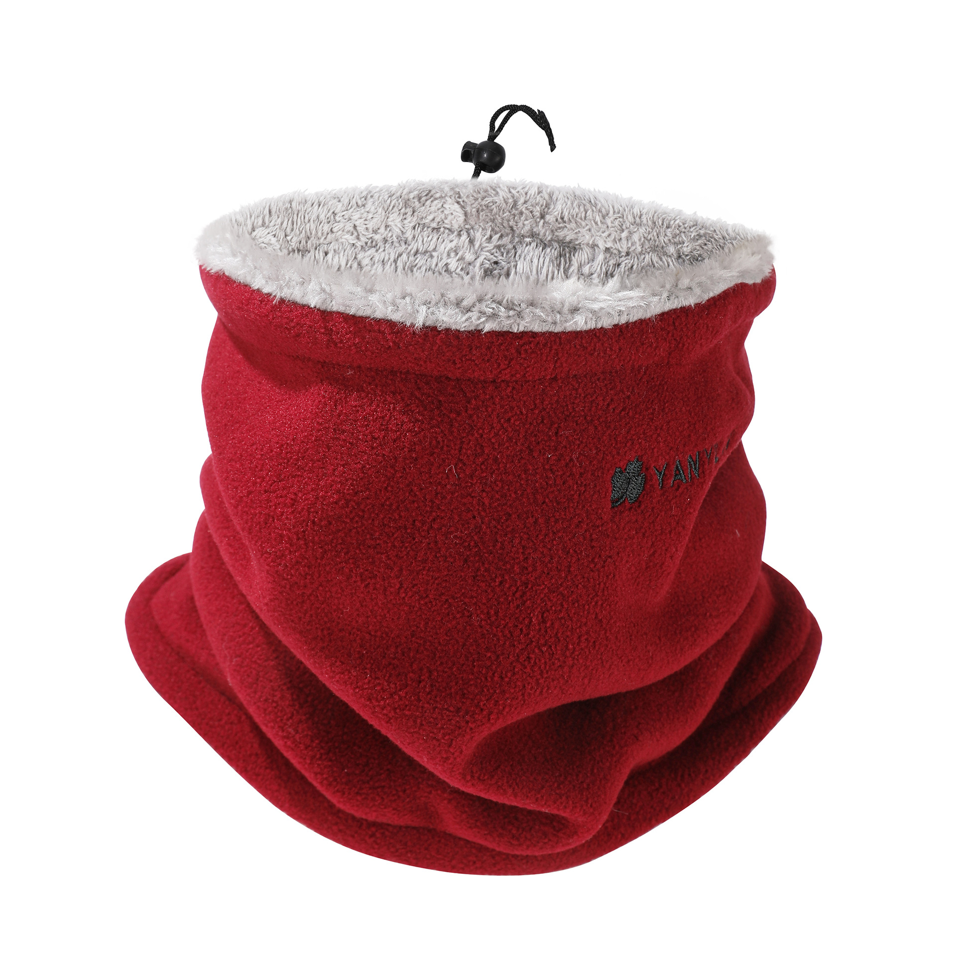 Invierno de terciopelo de calentamiento de la mujer bordado simple cuerda de tracción ajustable máscara fría y gruesa manga de cuello para hombres