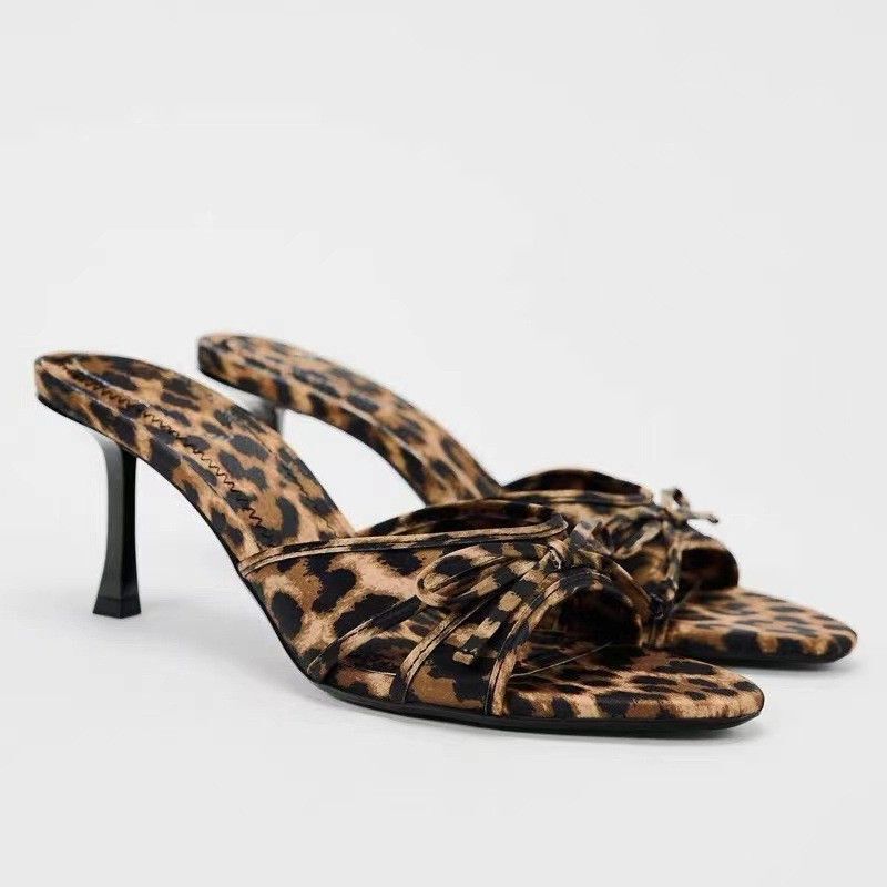 2024 New Women's Shoes Bow High Heeled Sandals Pointed Tinted Mesh High Heeled Sandals Women's Shoes Summer