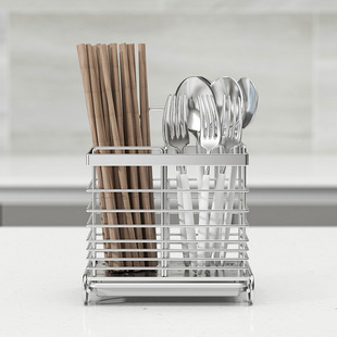 304 Stainless Steel Chopsticks Holder Wall-mounted Chopsticks Cage Household Chopsticks Holder Kitchen Storage Rack Chopsticks Bucket Draining Water Collection Qiang