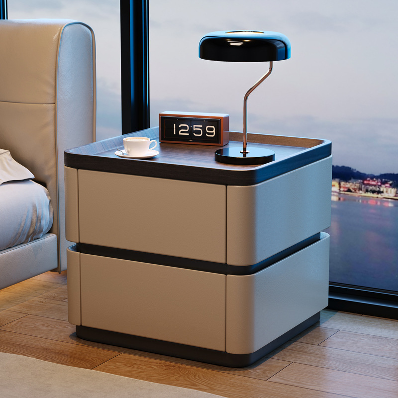 Escritorio de cabecera de bloqueo de contraseña moderno y simple dormitorio de madera maciza italiano minimalista gabinete de almacenamiento de alta calidad