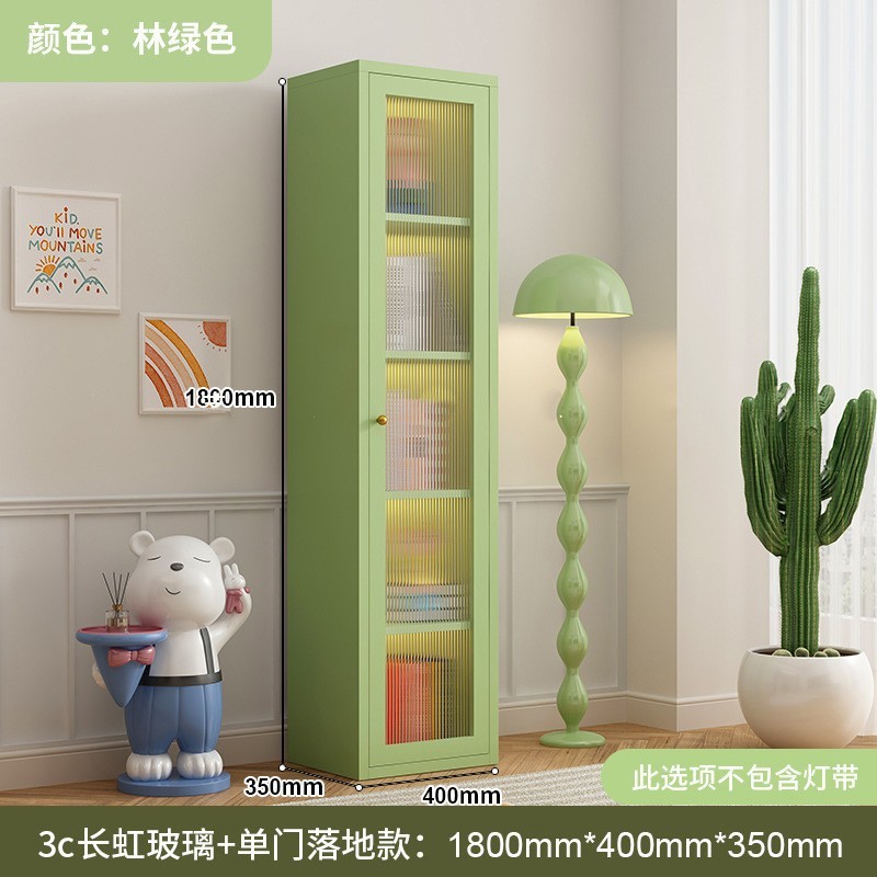 钢制书柜玻璃门防尘书架简约现代铁艺置物柜客厅储物柜家用展示柜|undefined