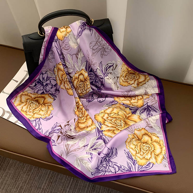 Bufanda cuadrada Bufanda de seda con cuello Sensación avanzada Verano salvaje Estilo coreano Pequeño protector de cuello fresco Bufanda decorativa Pequeño chal Bufanda en la cabeza