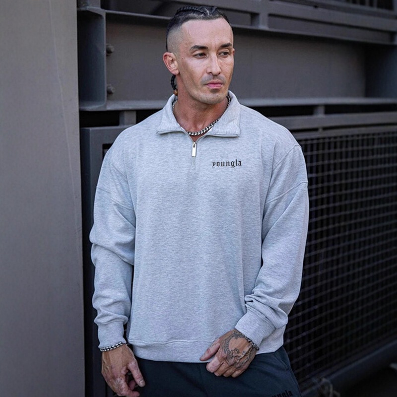 American Trendy Brand Youngla Sports Stand-Up Collar Sweatshirt New Fitness Running Long-Sleeved Casual Zipper Jacket Top
