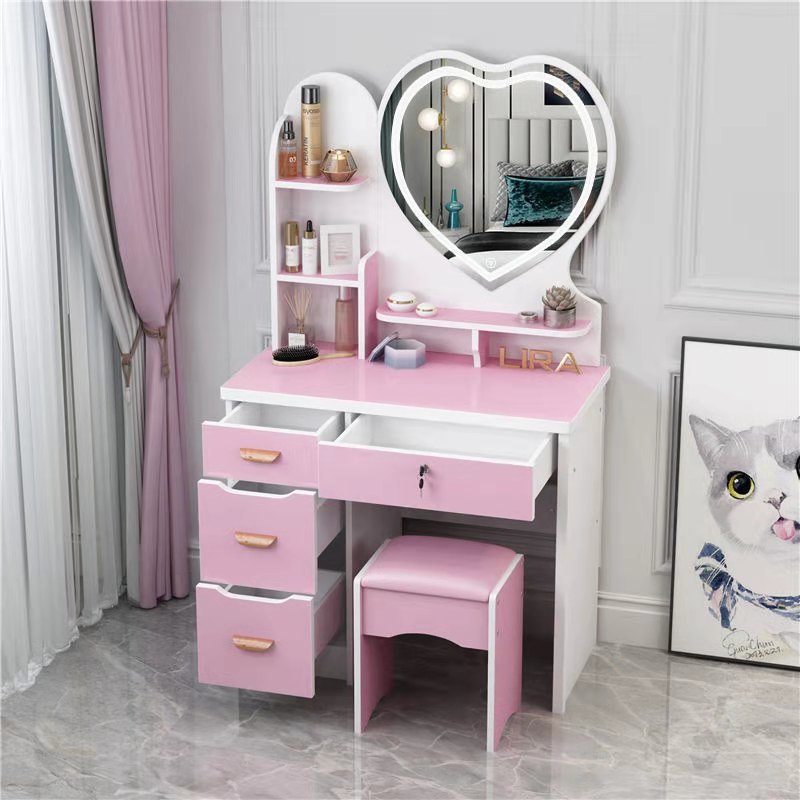 Espejo de dormitorio de celebridades de Internet con lámpara Tocador simple 2023 Nuevo tocador moderno junto a la cama Mesa de maquillaje de apartamento pequeño