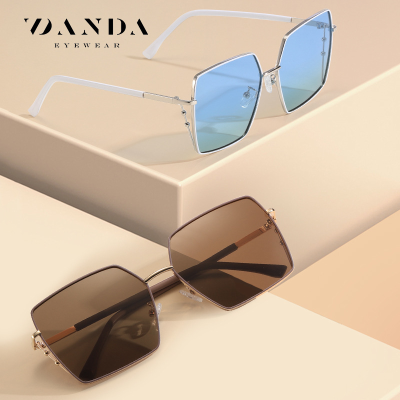 Nueva moda gafas de sol metal cara redonda marco grande gafas de sol LS324 Internet celebridad transmisión en vivo polígono polarizado gafas