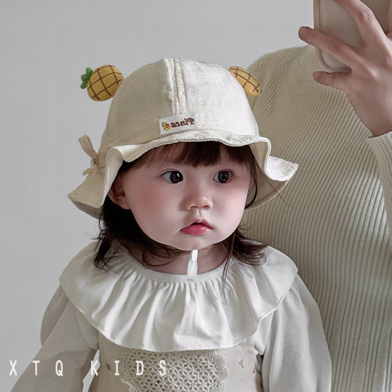 Baby pescador sombrero primavera y otoño delgada fruta de dibujos animados sombrero sombrero para niños sombrero versátil para niños y niñas pequeños meses