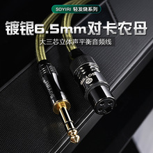 SOYIRI 镀银铜6.5转卡侬母音频线6.35大三芯立体声音响声卡平衡线