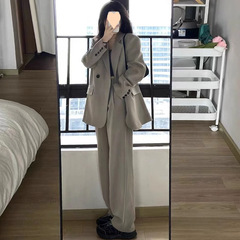 グレースーツジャケット女性の 2025 春と秋の新しい多用途韓国ルーズ小さなスーツスーツトップ