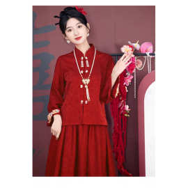 jlx7511敬酒服新娘红色套装高级感订婚衣服新中式秀禾服结婚礼服