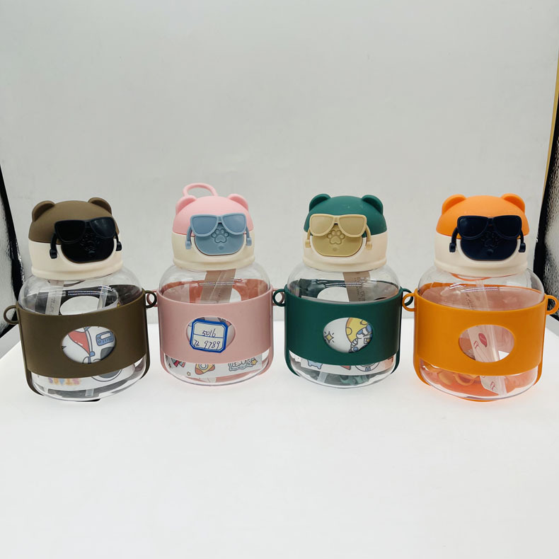 Baijia 5016 nuevos vasos de plástico lindo taza de agua diversión paja taza niños estudiante portátil hervidor de agua portátil