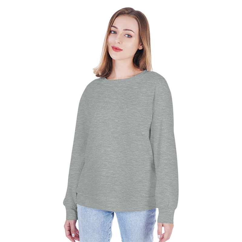 Felpa con cappuccio a maniche lunghe con scollo tondo autunnale, tinta unita, da donna, maglione di lana_voghion.com