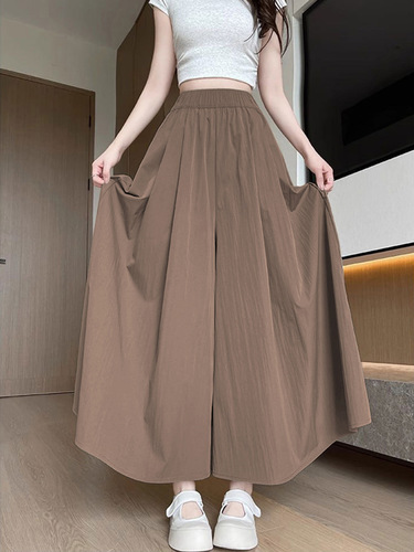 Lazy style Yamamoto culottes for women's spring and summer 2026 new high-waist casual skirt, drooping ice silk wide-leg pants