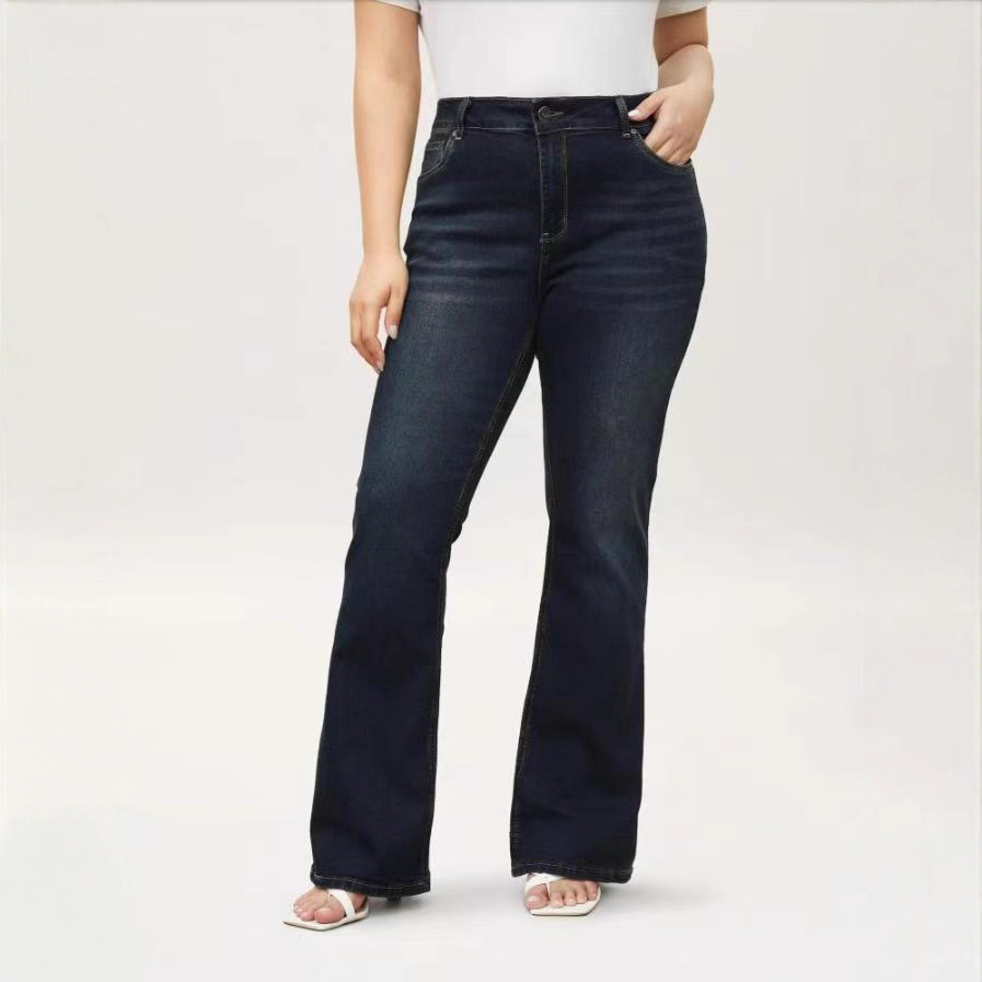 2025 New Cross-Border E-Commerce Popular Women's Straight-Leg Jeans, Washed and Distressed Denim Long Pants for Women