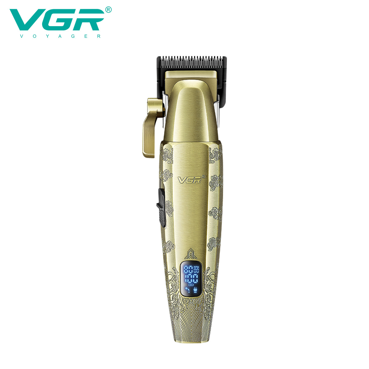 VGR036 Professional Metal Hair Clipper for Men Digital Display Electric Rechargeable Trimming Tool High Power Salon Quality_voghion.com