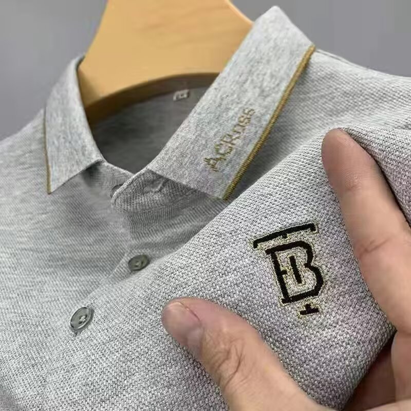 翻领polo衫男士薄款刺绣体恤夏季透气短袖T恤休闲大码保罗衫上衣|undefined