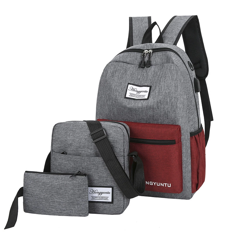 Set, backpack with usb charger, laptop, universal bag, 3 piece set, business version