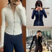 Новый воротник укороченные куртки DF спортивный костюм для йоги стройная стройная спортивная куртка для женщин Lulutwef