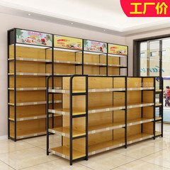 4列木目スーパーマーケット棚ディスプレイラックコンビニ母子店文具店デパートスナック棚