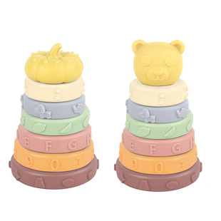 Jenga Kidsren's Early Education Toys Pumpkin Bear Head Stacking Circle Soft Rubber Rainbow Tower Toy