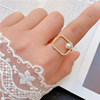 Small design retro one size brand ring from pearl, cat's eye, internet celebrity, micro incrustation, on index finger